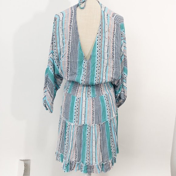 Hyped Unicorn 3/4 Sleeve Muslin Mini Dress Aqua Size M Medium - Picture 2 of 6